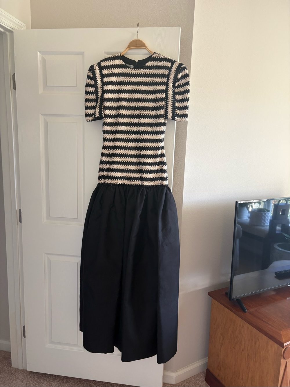 Carolina Herrera Black and Cream Sequin Dress